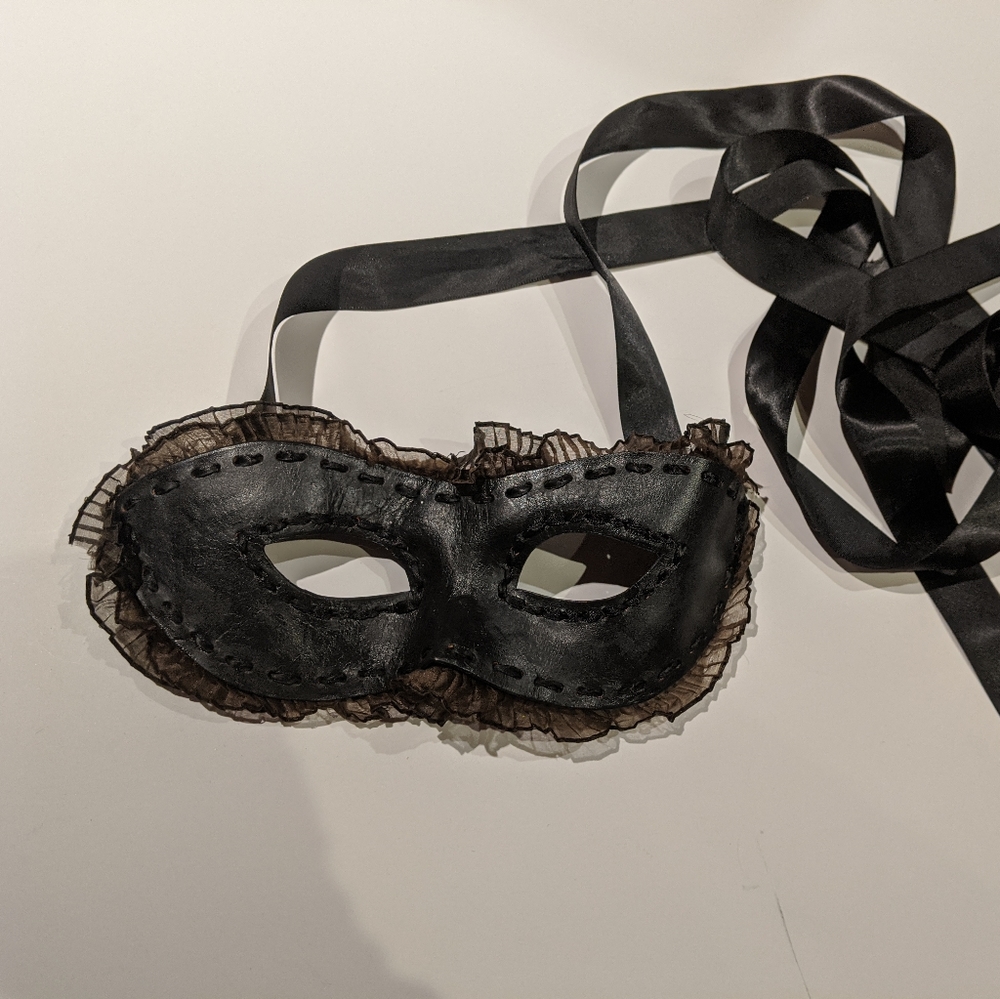 Black leather mask lace 50 shades sexy masquerade